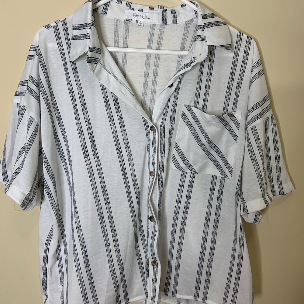 black and white button down
